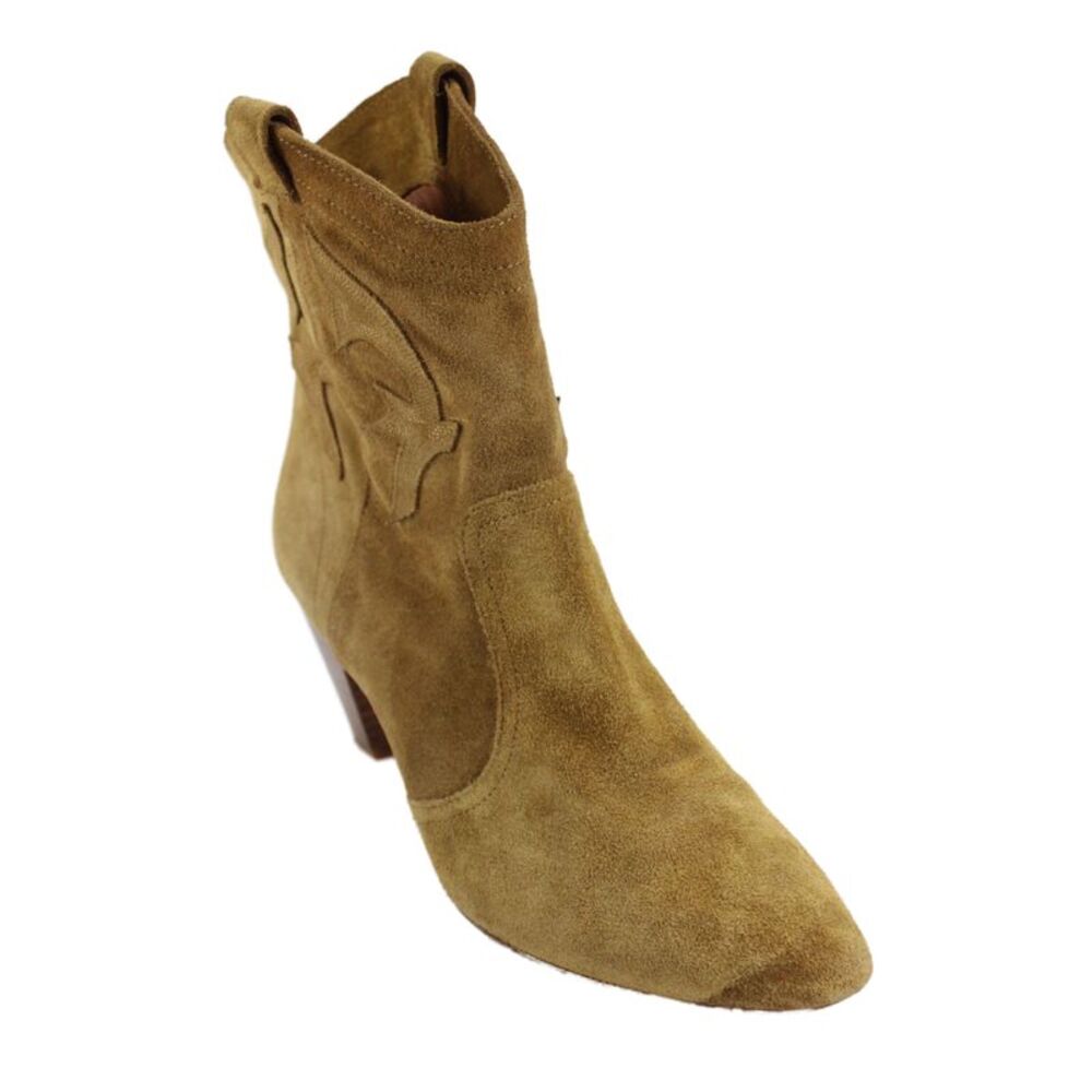 Ba&Sh Womens Suede Pointed Toe High Heels Cowboy Boots Shoes Brown Size 8